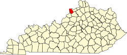 Map of Kentucky highlighting Trimble County